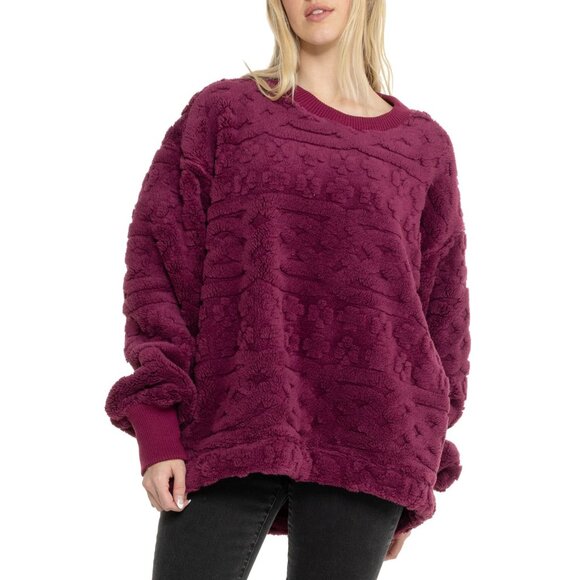 NEW Free People Cable Knit Sweater in Berry Combo  for women 1225 4s2 - Picture 4 of 5